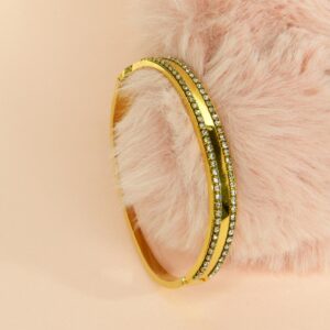 Bracciale rigido a Manetta con doppia fila di pietre zirconie