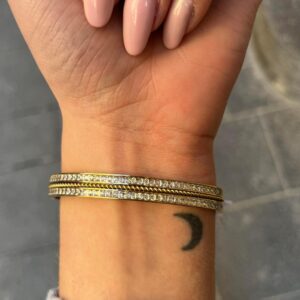 Bracciale rigido a Manetta con doppia fila di pietre zirconie