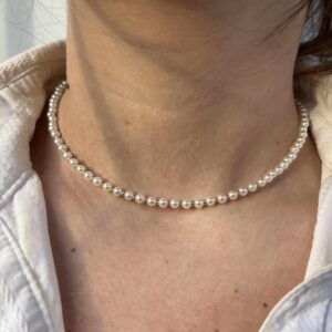 Collana girocollo perle piccole con microsfere oro