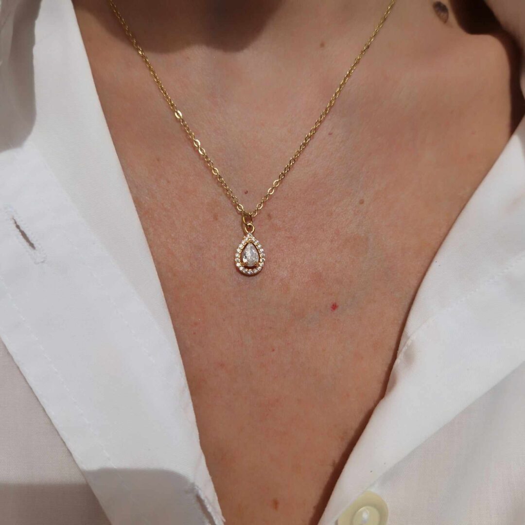 Collana con goccia pietre zirconie
