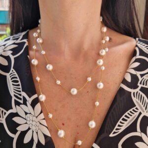 Collana coda di topo con perle alternate